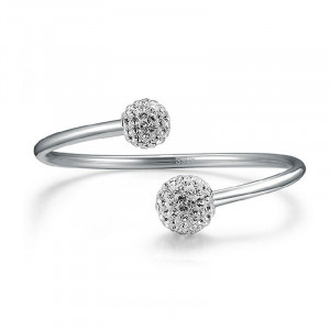 Shining 925 Silver Bracelet With Two Balls of Zircon