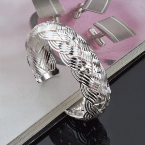 Twisted Rope Style 925 Silver Bracelet