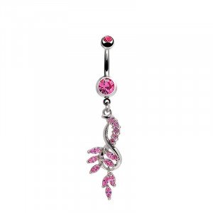 Leaf Style Belly Ring Two Color Stones Available
