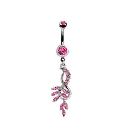 Leaf Style Belly Ring Two Color Stones Available