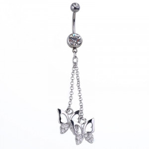 Two Butterflies Style Belly Ring Golden And Silver Colors Available