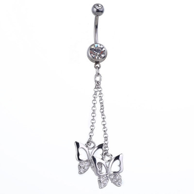Two Butterflies Style Belly Ring Golden And Silver Colors Available